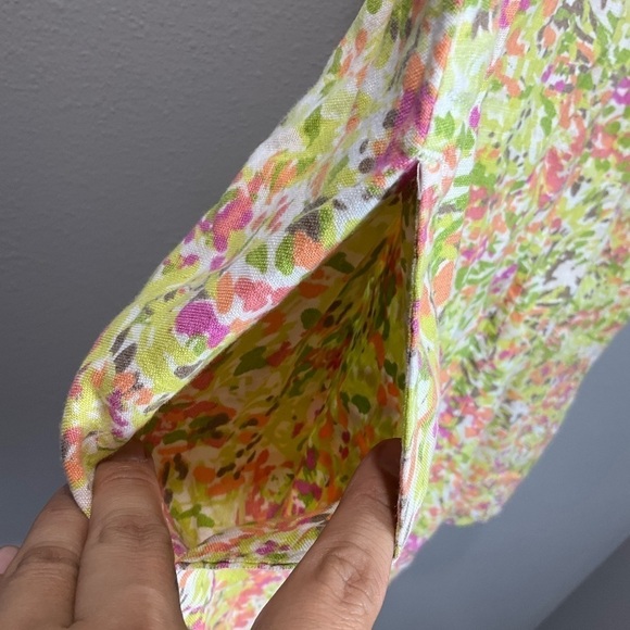 J. Jill Love Linen Pink Green Artsy Abstract Printed Shift Dress Sz XS D65 - Picture 4 of 11